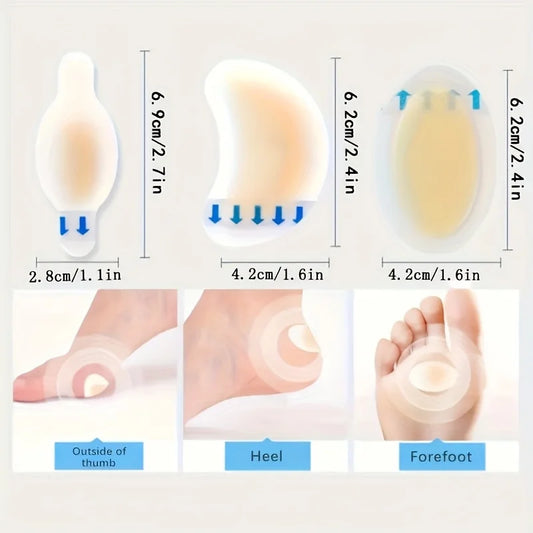 18pcs Invisible Adhesive Silicone Gel Blister Patches - Durable, Fit for Heel, Toe & Foot Skin Protection