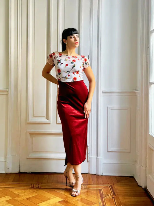 Conjunto floreado – Top Maya y Falda Smoking