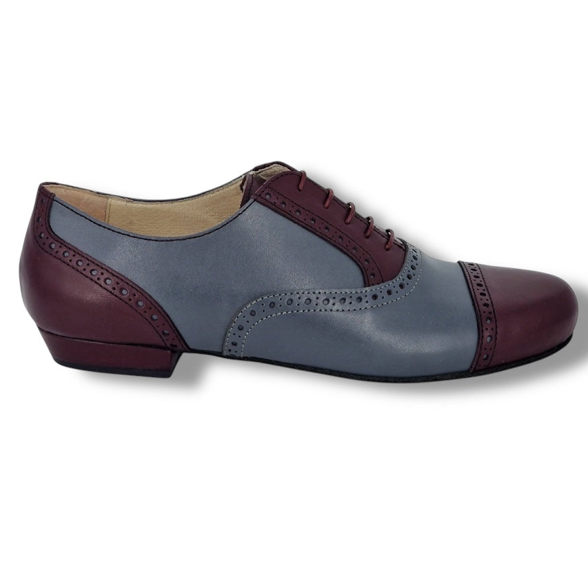 Arrabal Grey and Bordeaux combination Calf Leather