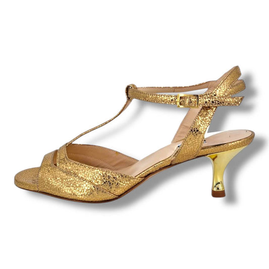 Alma Antique Gold Allure Metallic Leather 5cm heels