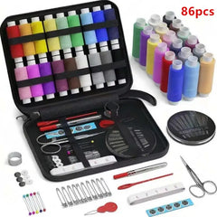 86/172pcs Sewing Kit With Threads Needles Scissors Tape Measure Buttons Storage Bag Portable Travel Sewing Box Tools
