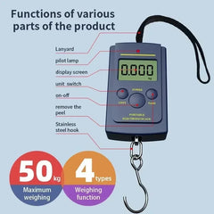 40kg X 10g Mini Digital Scale for Fishing Luggage Travel Weighting Portable Electronic Hanging Hook Scale Hand Scales