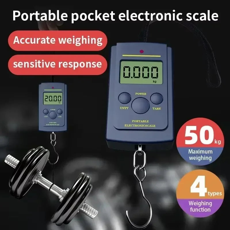 40kg X 10g Mini Digital Scale for Fishing Luggage Travel Weighting Portable Electronic Hanging Hook Scale Hand Scales