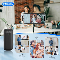 Wireless Lavalier Microphone Noise Cancelling With Charging Case For iPhone Android Portable Video Recording Mic For Meeting