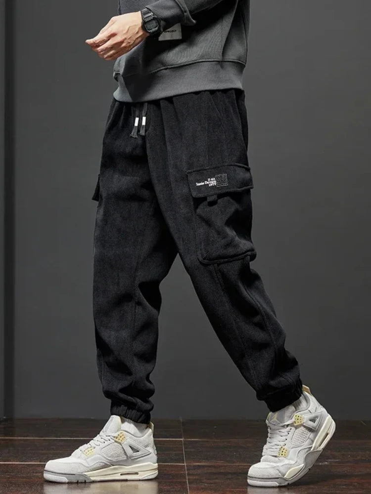 Pantalones casuales de hombre de primavera y otoño de nuevo estilo con cintura elástica, elásticos, rectos, con cordón, harem, para trotar, deportivos, largos, para hombre