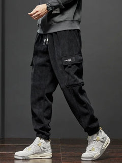 Pantalones casuales de hombre de primavera y otoño de nuevo estilo con cintura elástica, elásticos, rectos, con cordón, harem, para trotar, deportivos, largos, para hombre
