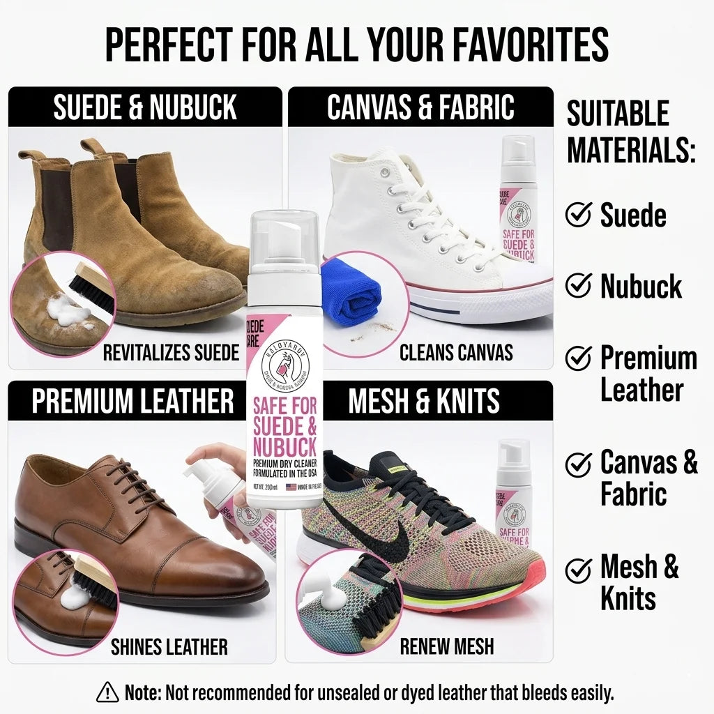 Kit Limpiador de Zapatos Premium Espuma sin Agua Cepillo Paño Set Gamuza Nobuk Cuero Zapatillas Blancas Deportivas Quitamanchas Cuidado