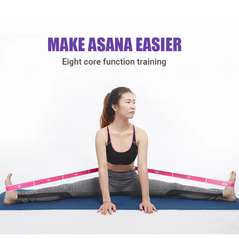 Multi-Section Elastic Yoga Resistance Bands Pilates Dance Stretching Fitness Sport Pull Strap Multi-Functional Gym Stretch Strap