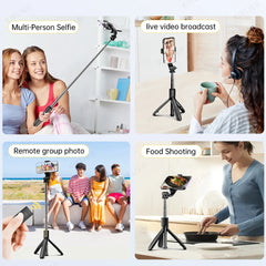 Selfie Stick Tripod for Cell Phone, Detachable Mobile Stand, Monopod with Wireless Remote for iPhone Android Huawei Xiaomi