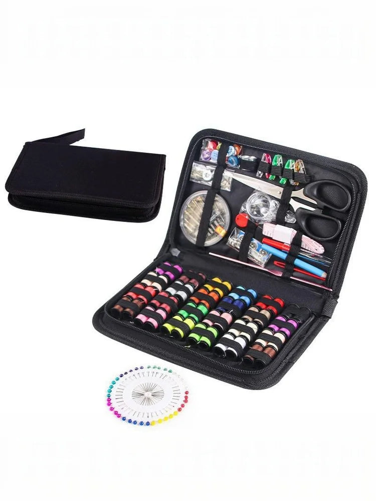 86/172pcs Sewing Kit With Threads Needles Scissors Tape Measure Buttons Storage Bag Portable Travel Sewing Box Tools
