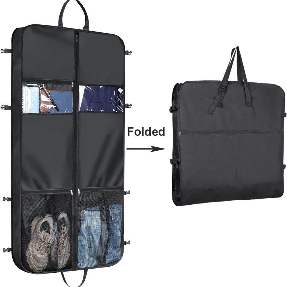 50" Garment Bag for Travel Foldable Suit Bag with Multiple Pockets Carry On Garment Durable Suitcase Garment Cover for Business