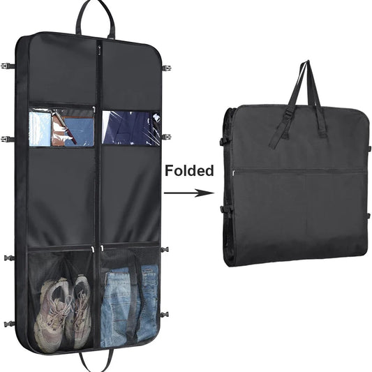 50" Garment Bag for Travel Foldable Suit Bag with Multiple Pockets Carry On Garment Durable Suitcase Garment Cover for Business