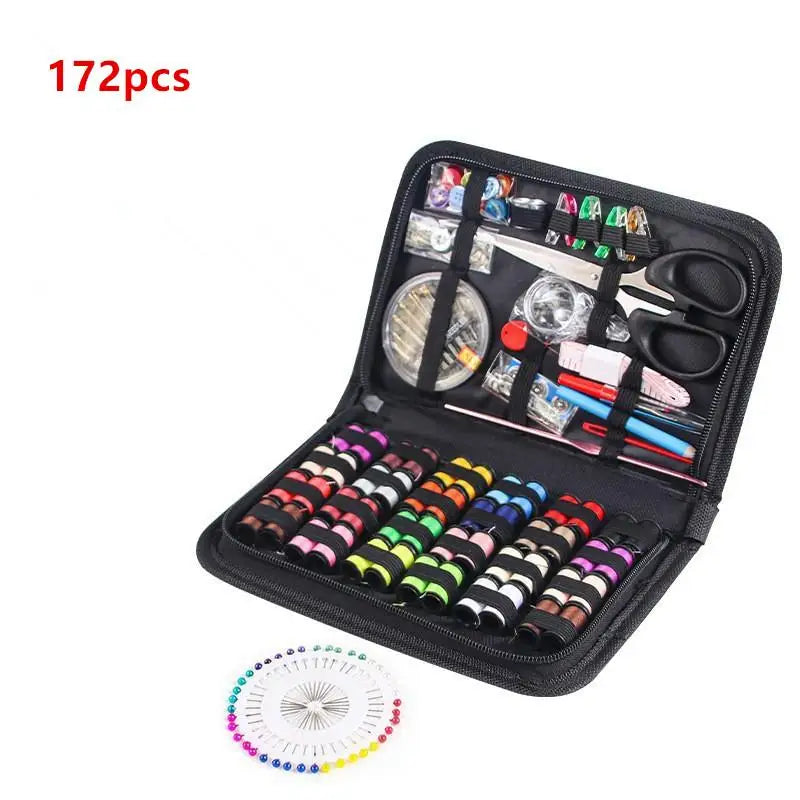 86/172pcs Sewing Kit With Threads Needles Scissors Tape Measure Buttons Storage Bag Portable Travel Sewing Box Tools