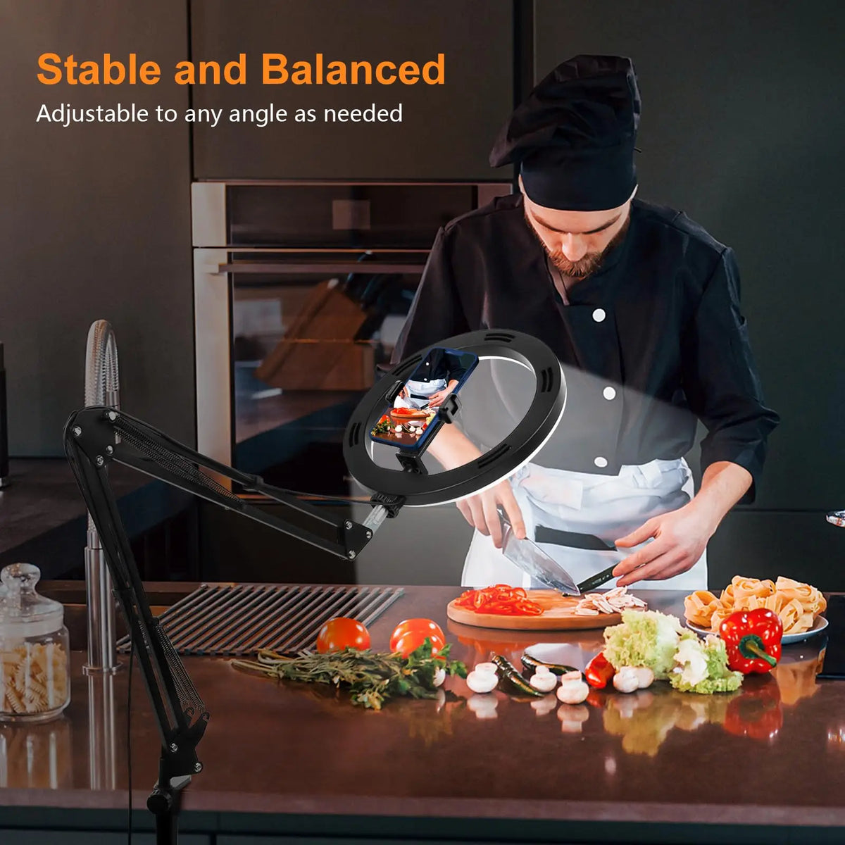 Nice Overhead Tripod With Ring Light For Mobile Cell Phone Desktop Video Shooting Table Horizontal Smartphone Tripe For Cook Fil
