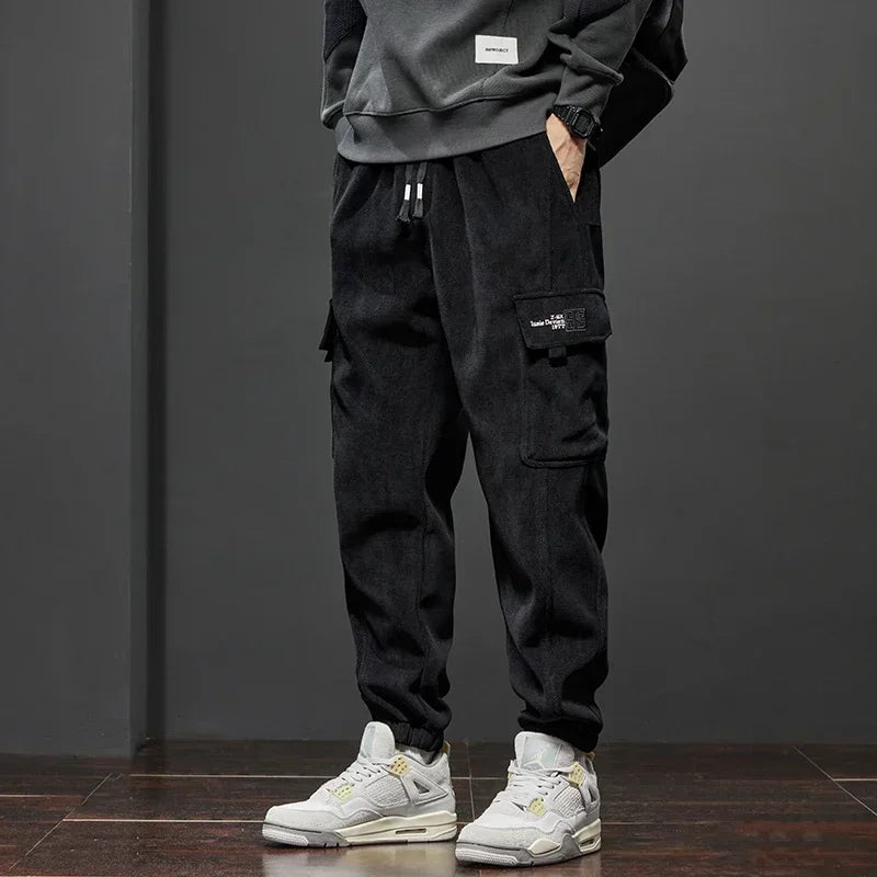 Pantalones casuales de hombre de primavera y otoño de nuevo estilo con cintura elástica, elásticos, rectos, con cordón, harem, para trotar, deportivos, largos, para hombre