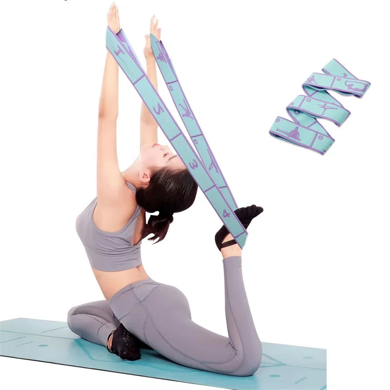 Multi-Section Elastic Yoga Resistance Bands Pilates Dance Stretching Fitness Sport Pull Strap Multi-Functional Gym Stretch Strap