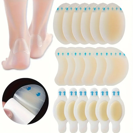 18pcs Invisible Adhesive Silicone Gel Blister Patches - Durable, Fit for Heel, Toe & Foot Skin Protection
