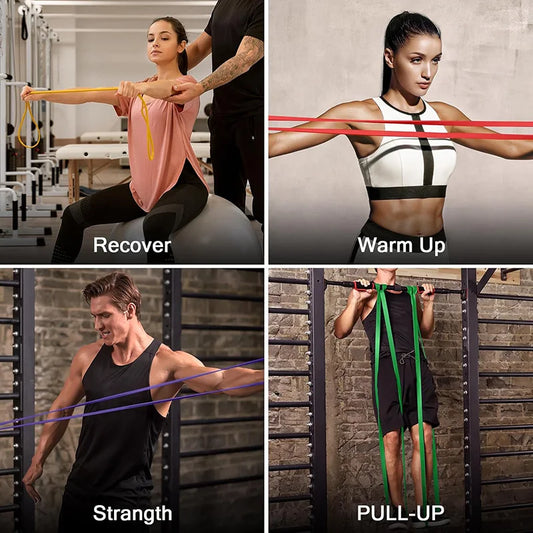 Resistance Bands Set 4 Levels Exercise Bands For Men Women Shape Body Gym Crossfit Fitness Muscle Strength Training Yoga Workout