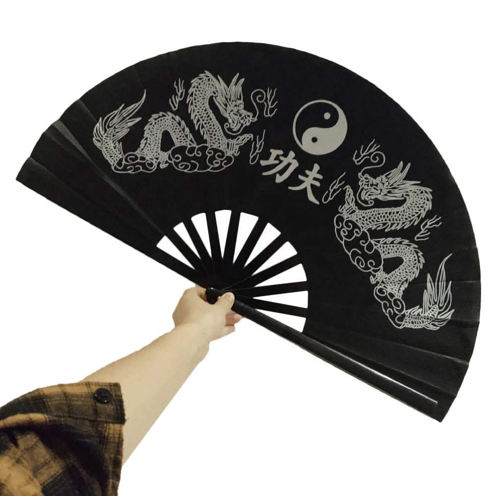 Chinese Japanese Kung Fu Dragon plastic folding Fan Large Hand