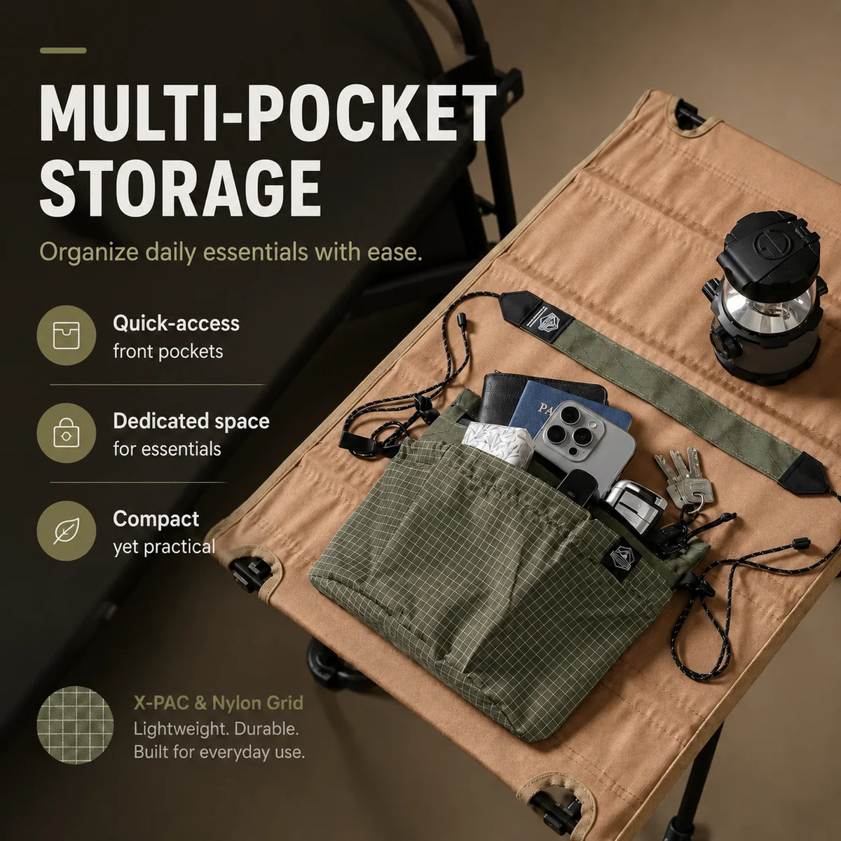 Lightweight Crossbody Bag Waterproof X Pac Nylon Ripstop Small Shoulder Bag Adjustable Strap Travel Hiking Daily Sling Pouch