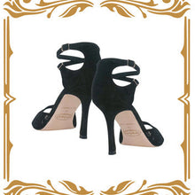 Tango Leike Women’s “Lace Embrace” Tango Sandal – Black Mesh & Suede, 75mm Heel