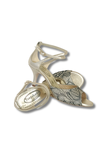 Women’s Tango Sandal with closed back | 55mm Heel, color: platin and lace