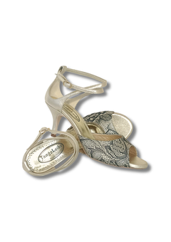 Women’s Tango Sandal with closed back | 55mm Heel, color: platin and lace