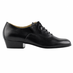 Balanceo black leather men’s tango shoe — side profile
