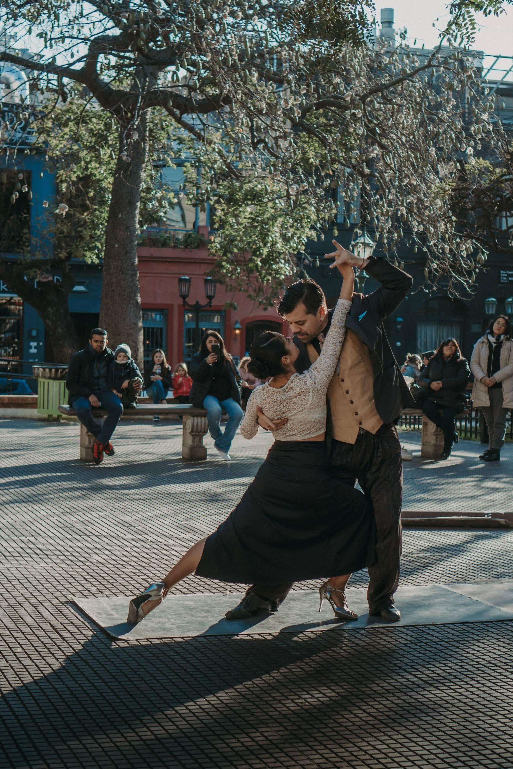 A couple performing Argentine tango in Buenos Aires